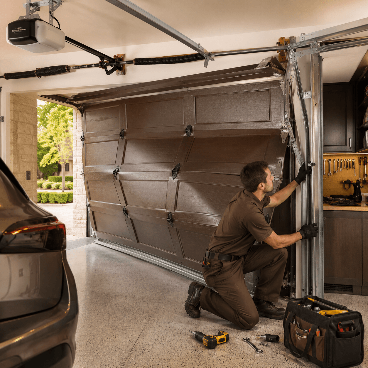 Garage Door Impact Damage Repair by University Park TX Garage Doors