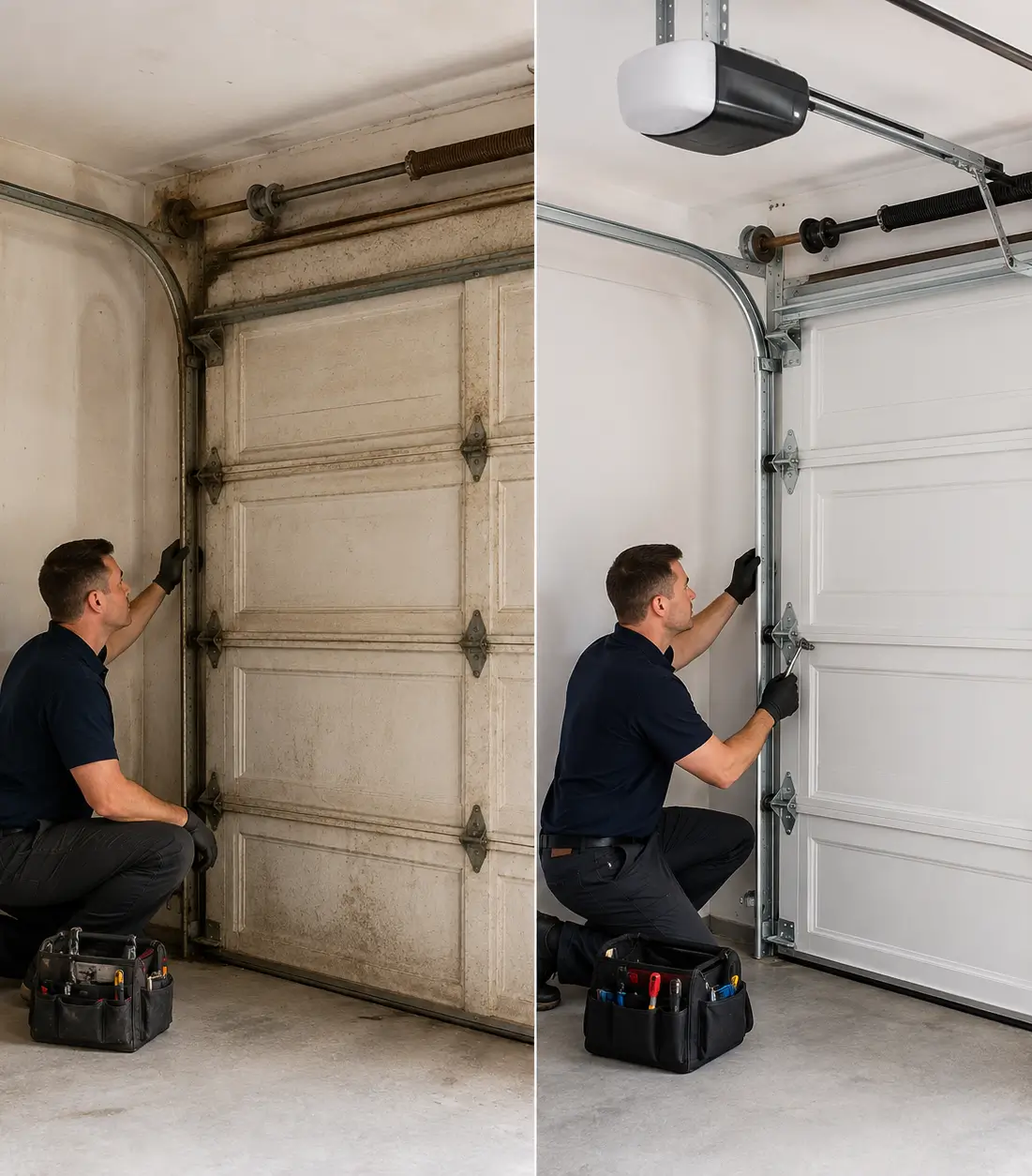Garage Door Maintenance Before and After by University Park TX Garage Doors