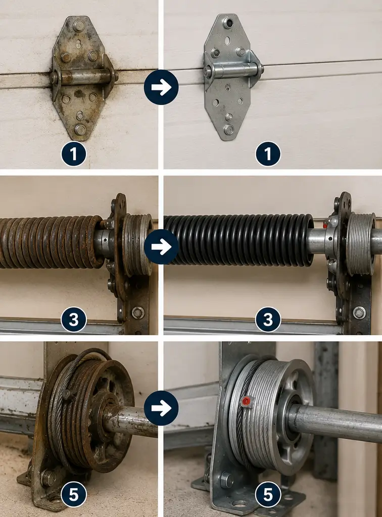 Garage Door parts Before and After by University Park TX Garage Doors